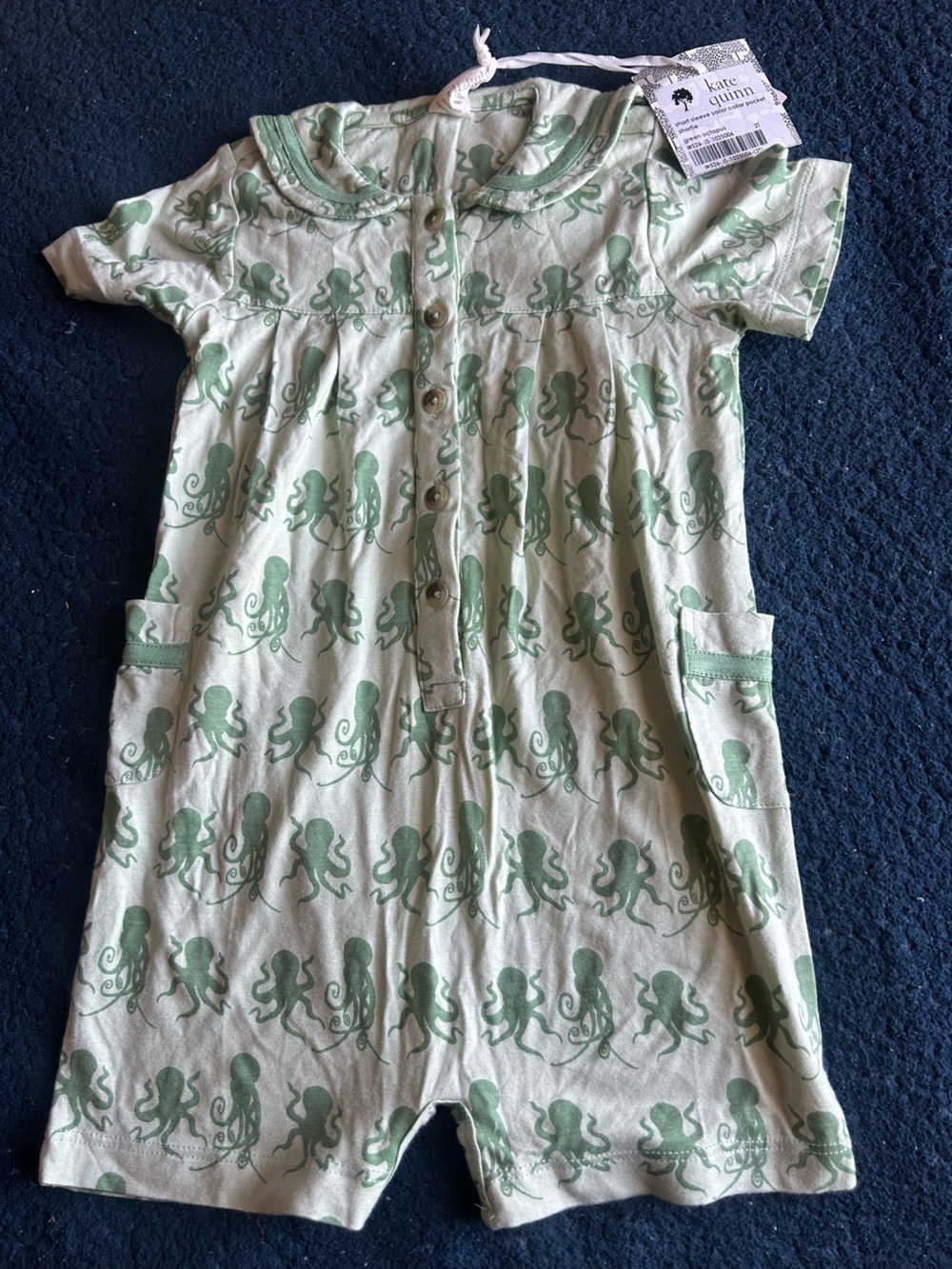 kate quinn Green Octopus Short-Sleeve Romper